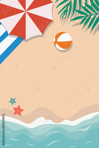 Happy summer time background. summer vacation flat poster concept vector