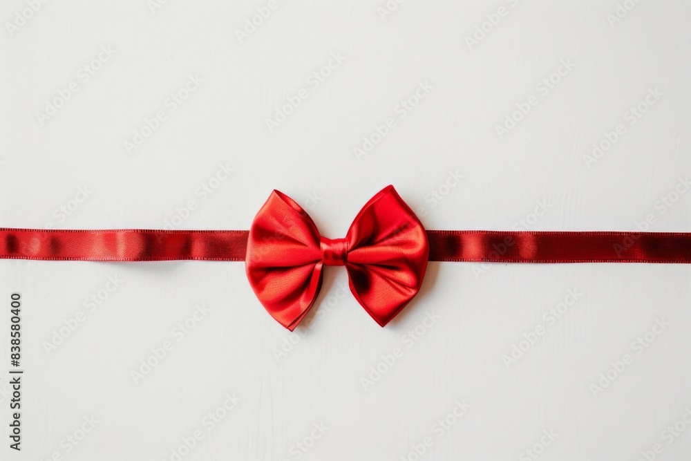 Beautiful red bow with red ribbon isolated on white background for page decor Beautiful red bow with red ribbon isolated on white background for page decor
