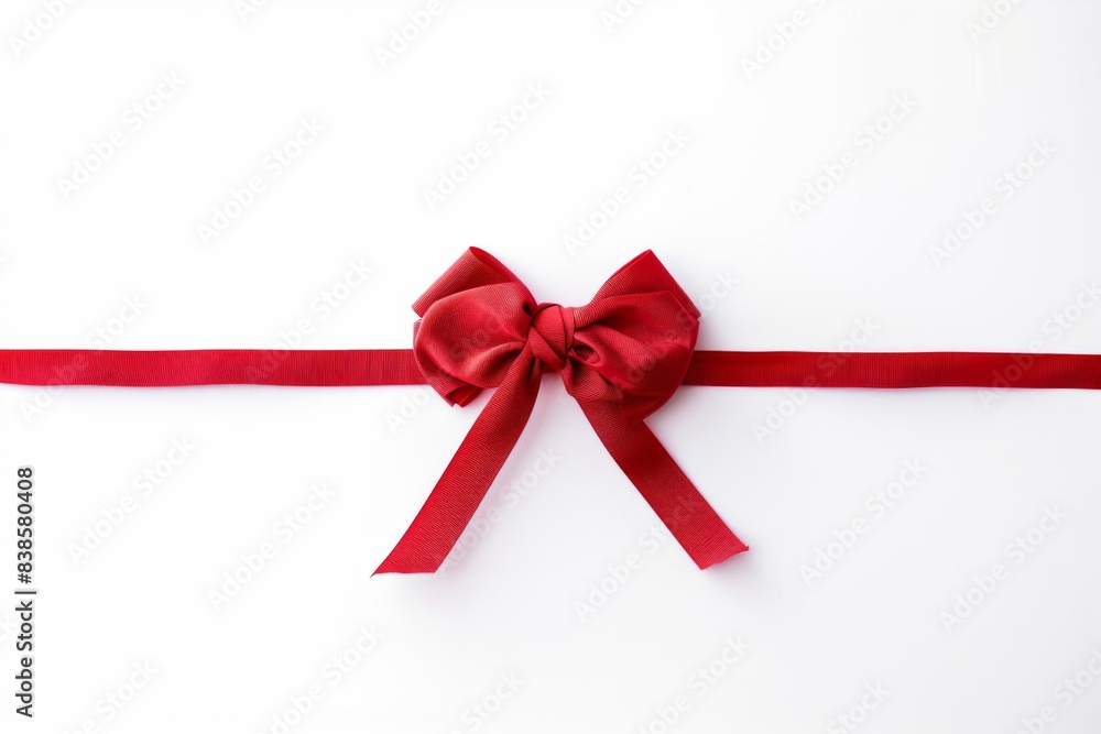 Beautiful red bow with red ribbon isolated on white background for page decor