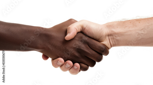 Wallpaper Mural close-up Two hands shaking one hand is a white man's hand and the other hand is a black man isolated on a white background Torontodigital.ca