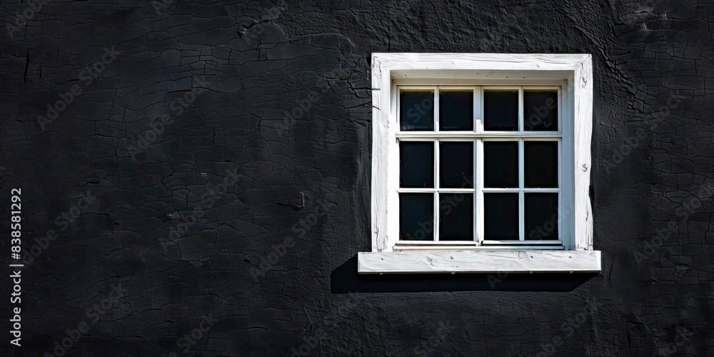 Empty Black Painted Wall with White Window, llustration for cover, card, postcard, interior design, banner, poster, brochure or presentation - AI Generated Empty Black Painted Wall with White Window, llustration for cover, card, postcard, interior design, banner, poster, brochure or presentation - AI Generated