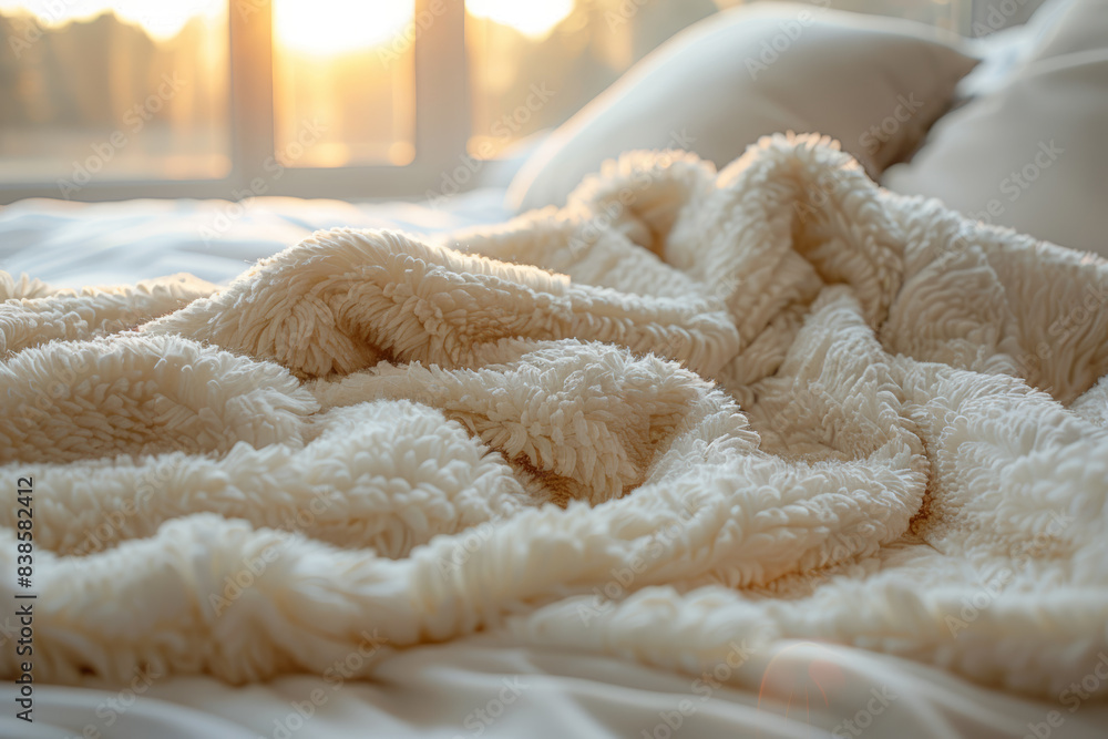 A person wrapped in a plush blanket, enjoying a cozy evening. Concept of warmth and relaxation. Generative Ai. A person wrapped in a plush blanket, enjoying a cozy evening. Concept of warmth and relaxation. Generative Ai.