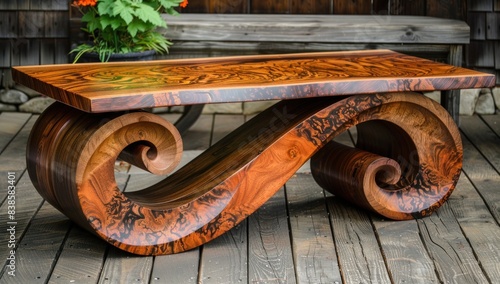 Showcase the woodworker's mastery of color and texture, as they expertly stain and finish each piece to enhance its natural beauty and character. photo