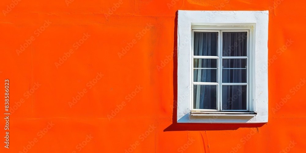 Empty Orange Painted Wall with White Window, llustration for cover, card, postcard, interior design, banner, poster, brochure or presentation - AI Generated Empty Orange Painted Wall with White Window, llustration for cover, card, postcard, interior design, banner, poster, brochure or presentation - AI Generated