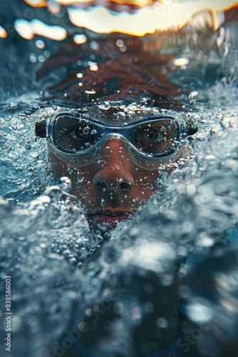 An underwater of a swimmer ...
