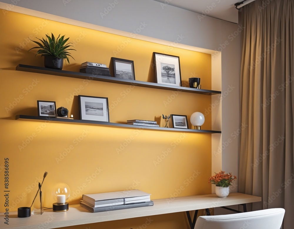 Shelf mockup in modern empty room Shelf mockup in modern empty room