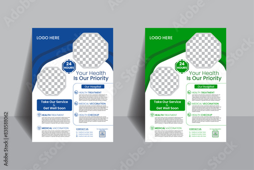 Modern healthcare advertisement, corporate healthcare design template with photo free vector, a4 template flyer or poster design layout, medical service care poster or flyer template.