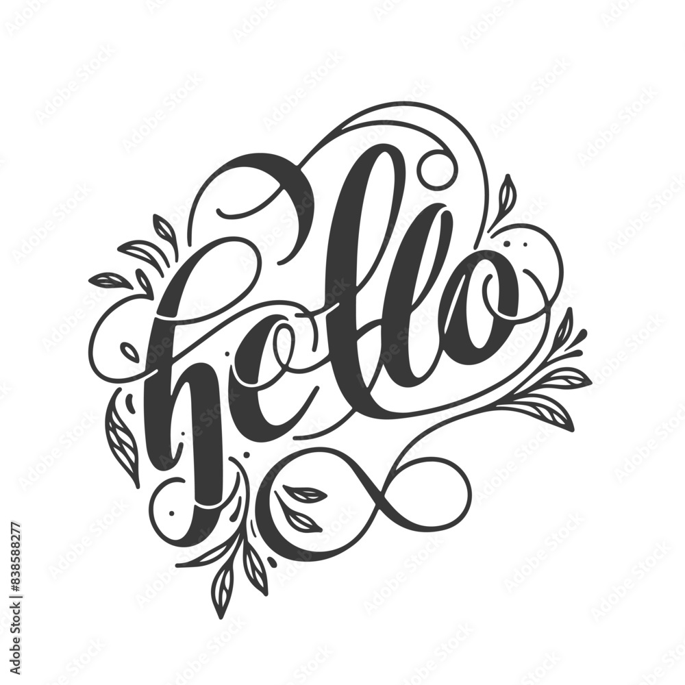 Fototapeta premium Beautiful inscription Hello for print. flat vector illustration on white background