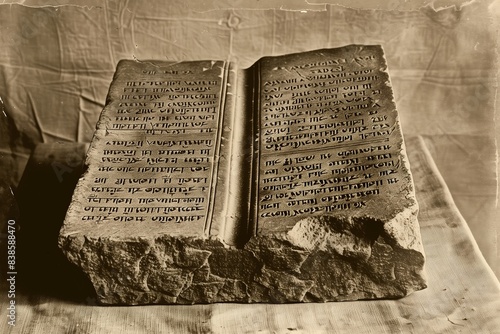 Ten Commandments in Exodus: Tablets of Law, Stone, Testimony, Covenant photo