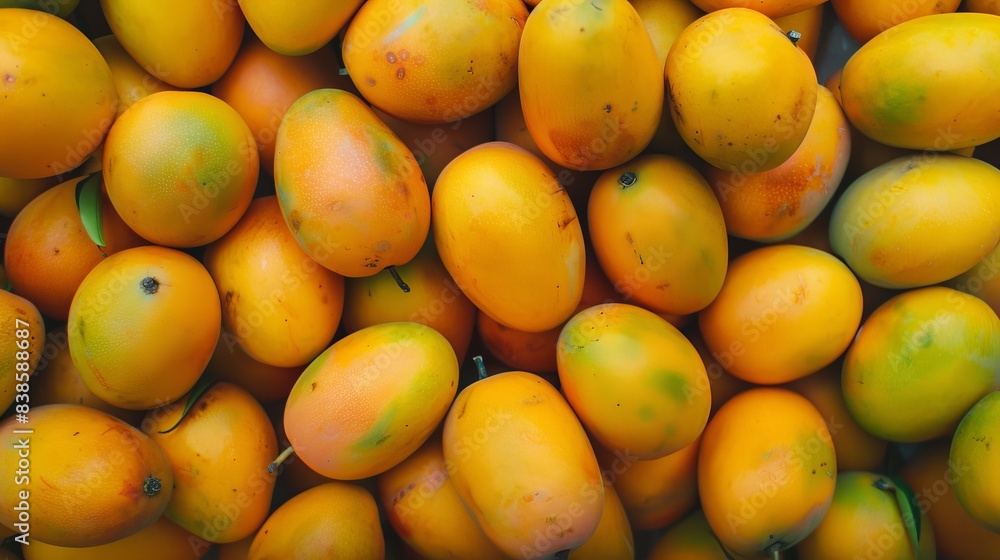 Mango background. Close-up of a beautiful ripe sweet mango. Mango background. Close-up of a beautiful ripe sweet mango.