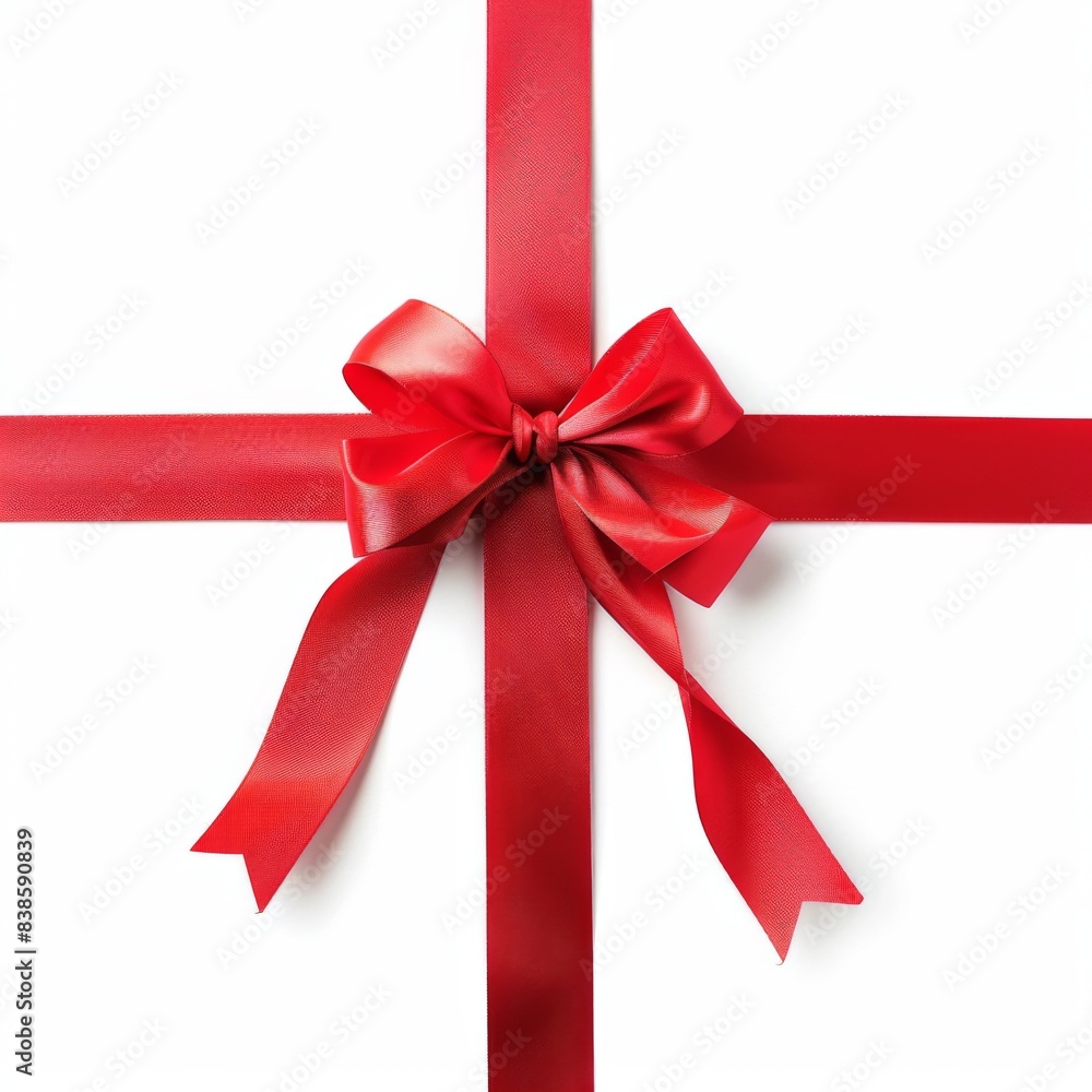 Red bow and ribbon for decorate your wedding invitation card or greeting card Red bow and ribbon for decorate your wedding invitation card or greeting card