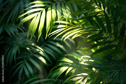 In the soft glow of cinematic lighting  lush foliage plants come to life  their vibrant greens illuminated with an ethereal quality