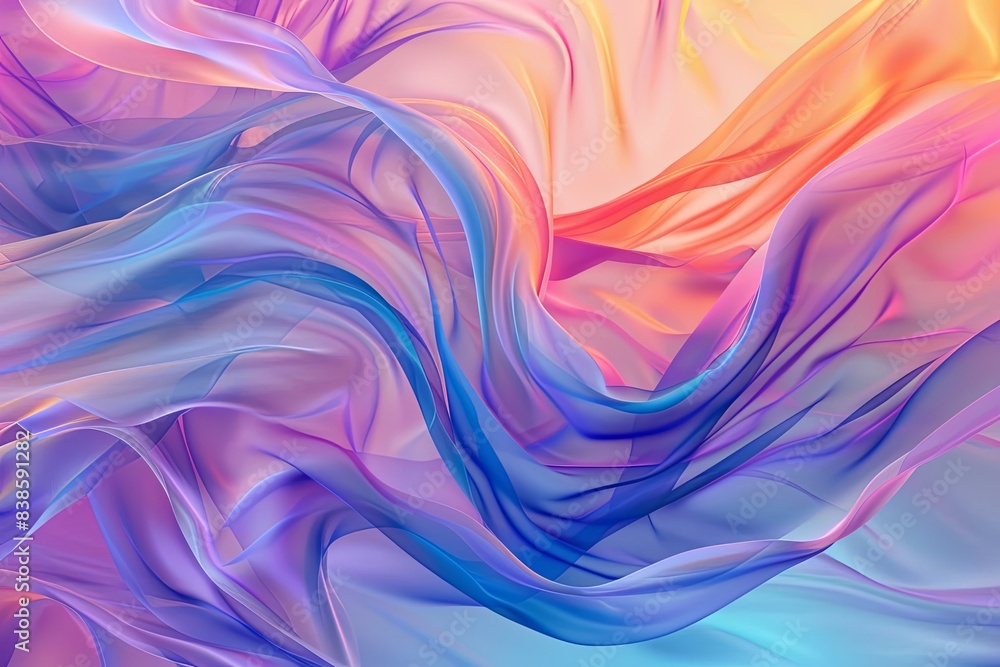 Colorful fabric swirls with a gradient of blue and pink hues Colorful fabric swirls with a gradient of blue and pink hues