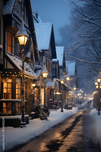 Winter street in the old town of Rothenburg ob der Tauber © Iman