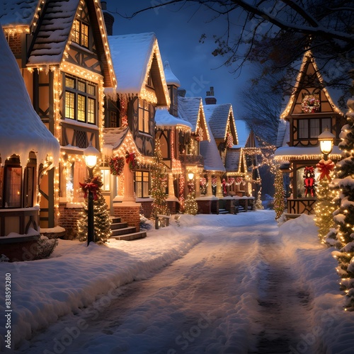 Christmas and New Year Decorations in a Snowy Scenery