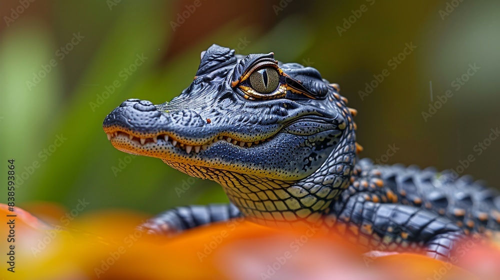 Fototapeta premium Baby crocodile on the shore of the lake