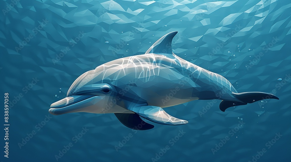 Fototapeta premium Abstract illustration of a dolphinâ€™s skin texture, emphasizing its smooth, streamlined surface in shades of grey and blue for an aquatic, sleek look. Flat color illustration, shiny, Minimal and