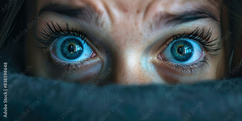 Close up of eyes of scared person