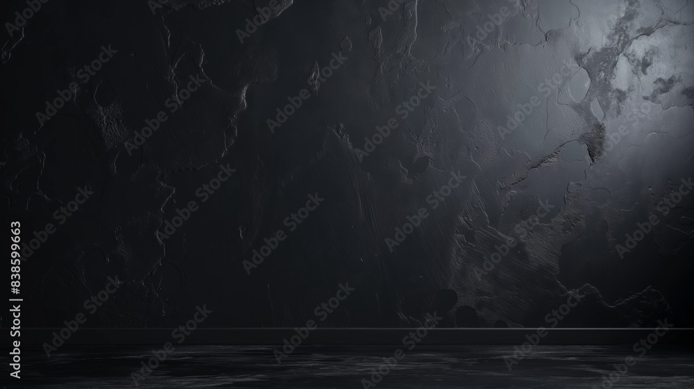 Fototapeta premium Dark cave interior with rough wall texture and light.