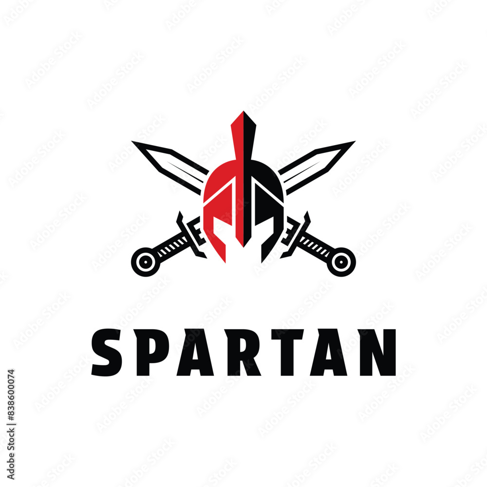 Spartan helmet sword crossed logo design concept idea Spartan helmet sword crossed logo design concept idea