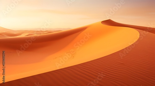 Sand dunes in the Sahara desert at sunset. 3d render