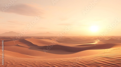 sunset over sand dunes  3d render of desert background