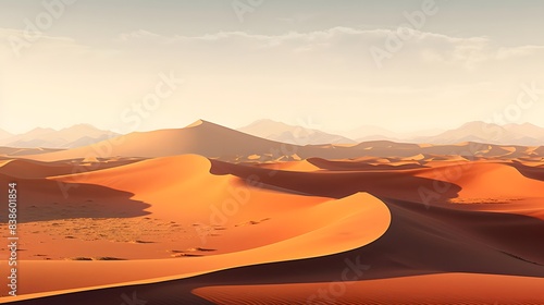 Desert sand dunes panorama. 3d render illustration.