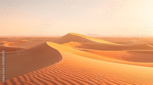 Sand dunes in the Sahara desert, Morocco. 3d render © Iman