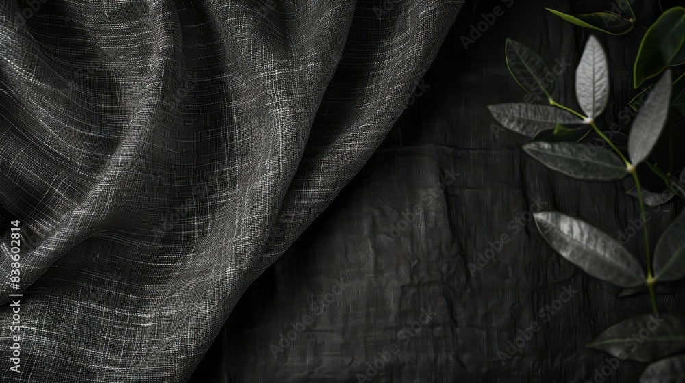 Fototapeta premium Classic black background with subtle linen texture adding warmth and depth while maintaining simplicity and elegance