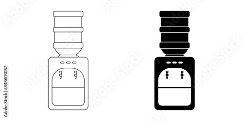 outline silhouette water dispenser icon set
