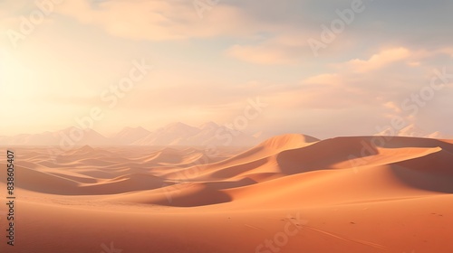 Desert sand dunes panorama. 3d render illustration.