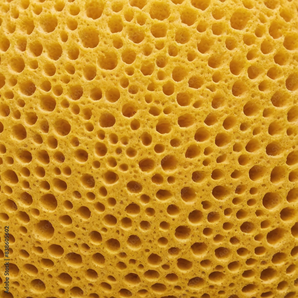Close up yellow natural sponge foam holes texture. Abstract porous background Close up yellow natural sponge foam holes texture. Abstract porous background