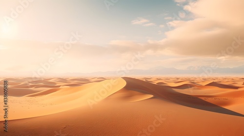 Panoramic view of sand dunes in Sahara desert  Morocco