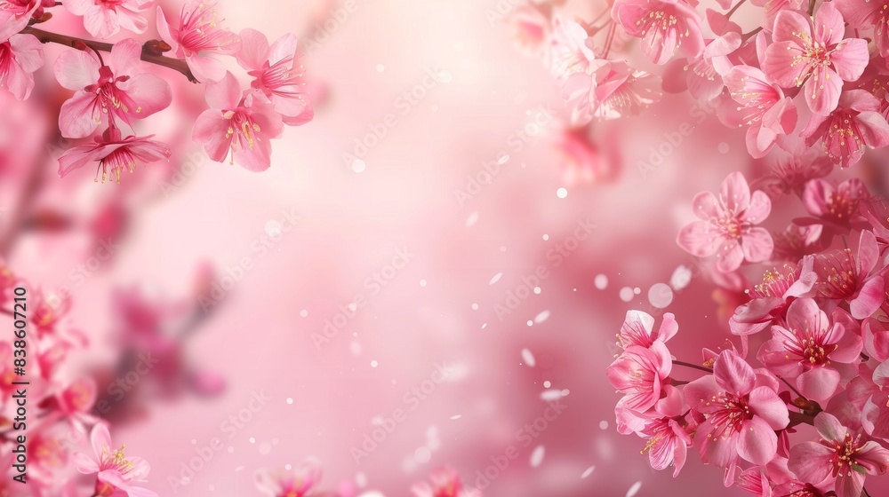 Beautiful pink cherry blossoms with soft bokeh effect on a dreamy pinkish background, capturing the essence of spring Beautiful pink cherry blossoms with soft bokeh effect on a dreamy pinkish background, capturing the essence of spring