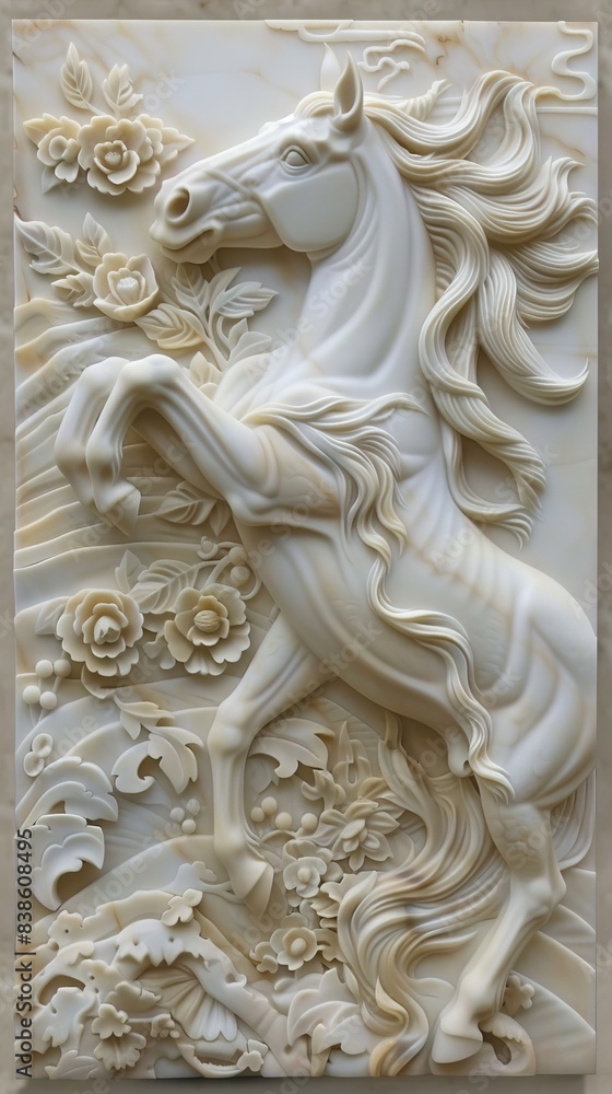 Beautiful animal 3d relief wallpaper. Mural wallpaper. AI generated illustration Beautiful animal 3d relief wallpaper. Mural wallpaper. AI generated illustration