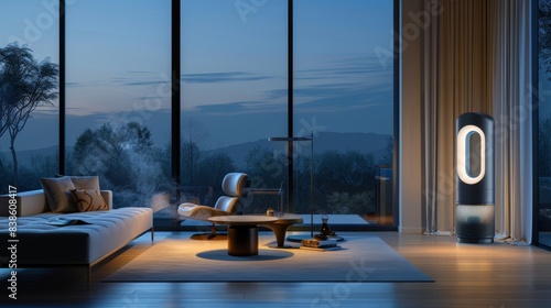 Wallpaper Mural Dyson purifier hot+cool genl, at night, sitting in a room, a series scene with a minimalist composition, sub gradients of light, in a room with view  Torontodigital.ca