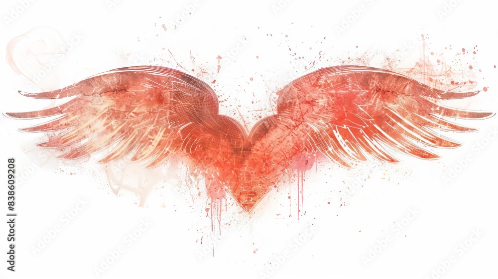 heart with wings on white background generative ai art heart with wings on white background generative ai art