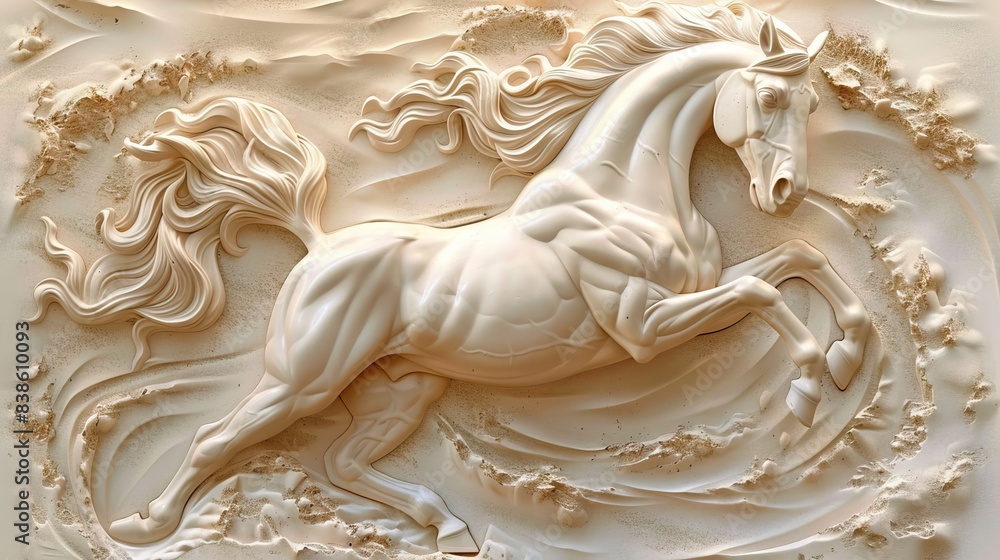 Beautiful animal 3d relief wallpaper. Mural wallpaper. AI generated illustration Beautiful animal 3d relief wallpaper. Mural wallpaper. AI generated illustration