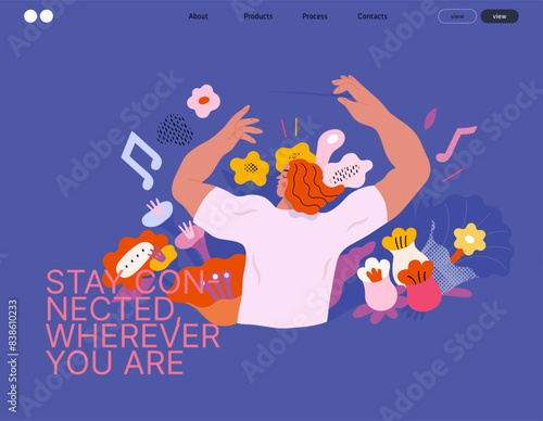 Life Unframed: Flower orchestra -modern flat vector concept illustration of symphony conductor, bloom music. Metaphor of unpredictability, imagination, whimsy, existence cycle, play, growth, discovery