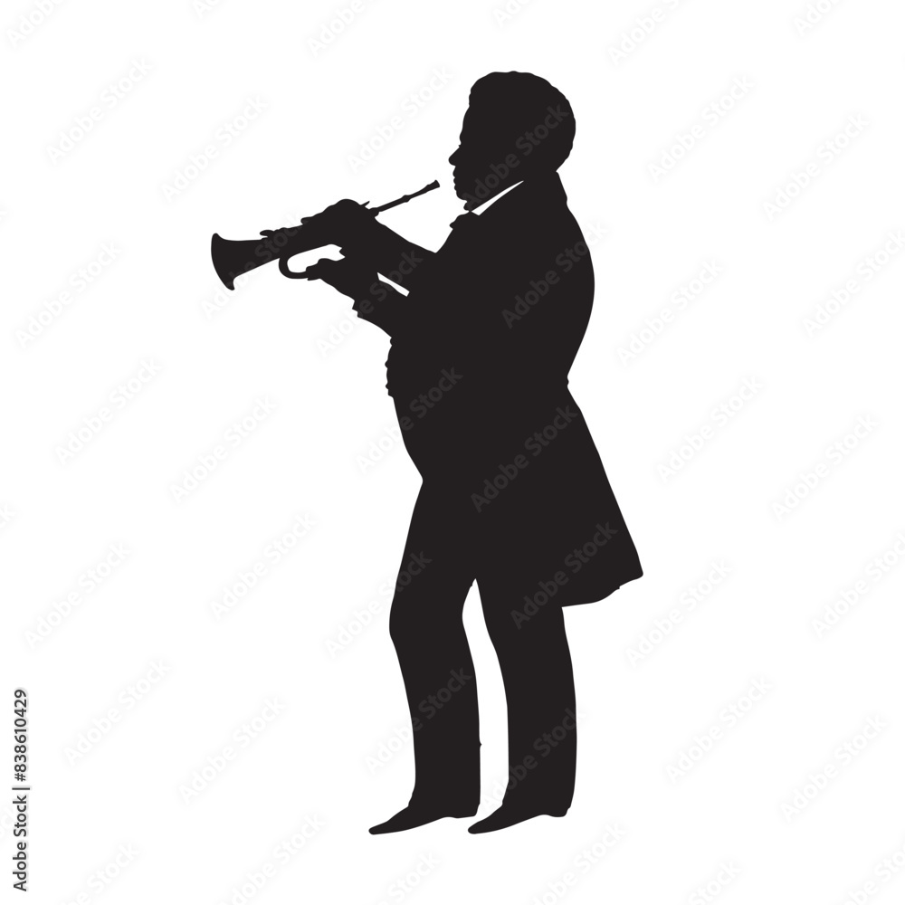 silhouette of old century trumpet player man vector silhouette of old century trumpet player man vector