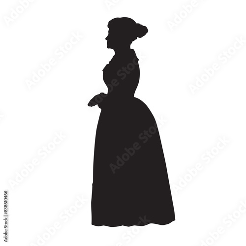 shilloette of victorian lady standing vector