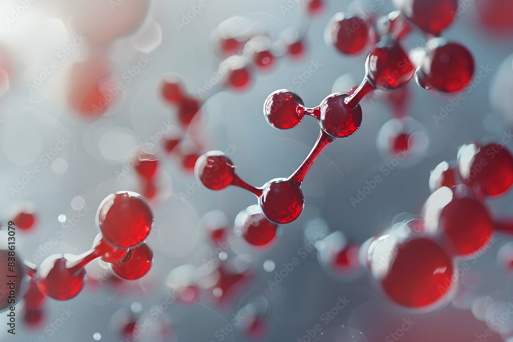 3D representation of a red molecular structure 3D representation of a red molecular structure