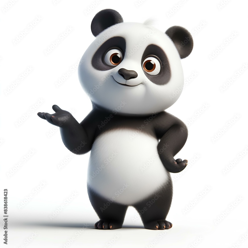 Naklejka premium Panda teaching something with hand gestures