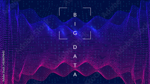 Innovate Background. Science vector: digits of the future. Partial cover of a network banner. Energy of information in analytical patterns. Big Data Background.