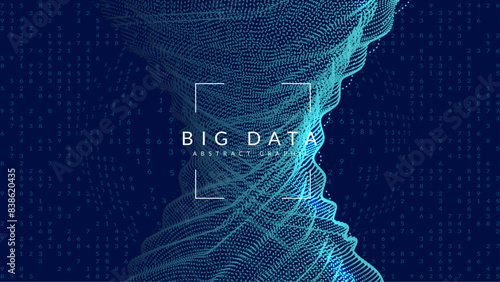 Digital Background. Innovation concept for intelligent learning. Cyber dots connect in the flow of automation. Visualization of particles with financial value. Technolog Background.