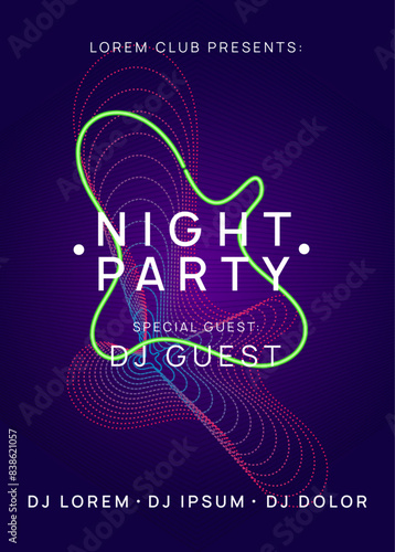 Edm Flyer. Dance Set. Sound Festival Graphic. Nightclub Audio Invitation. Pink Discotheque Banner. Blue Dj Poster. Electro Cover. Violet Edm Flyer