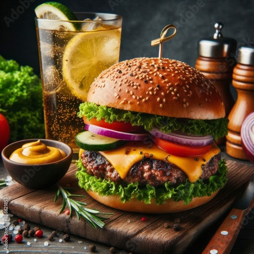 Obraz na płótnie Macro hamburger photography.