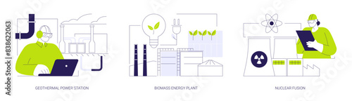 Renewable energy abstract concept vector illustrations.