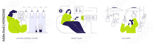 Smart lighting abstract concept vector illustrations.