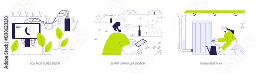 Smart water use abstract concept vector illustrations.